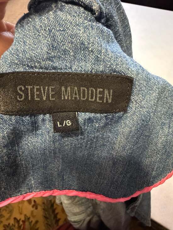 Steve Madden Women's Light Wash Denim Anorak Utility Jacket with Cinched Waist - Picture 2 of 5